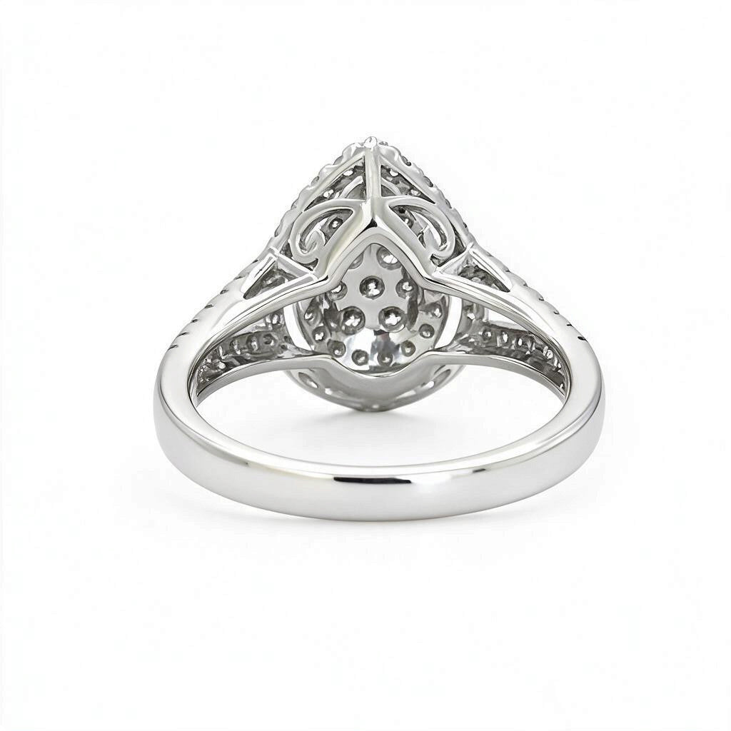 BRAND NEW | 9ct White Gold Celestial Teardrop Ring Valuation $3,000