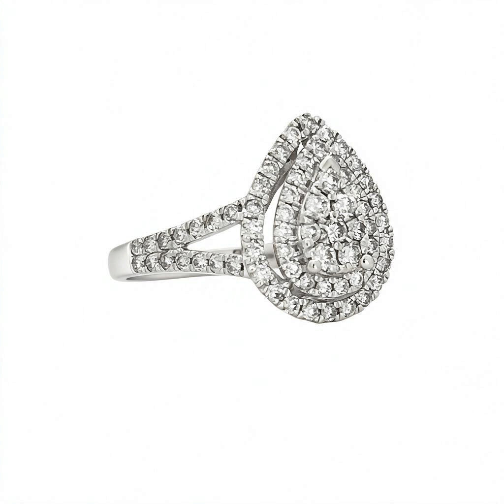 BRAND NEW | 9ct White Gold Celestial Teardrop Ring Valuation $3,000