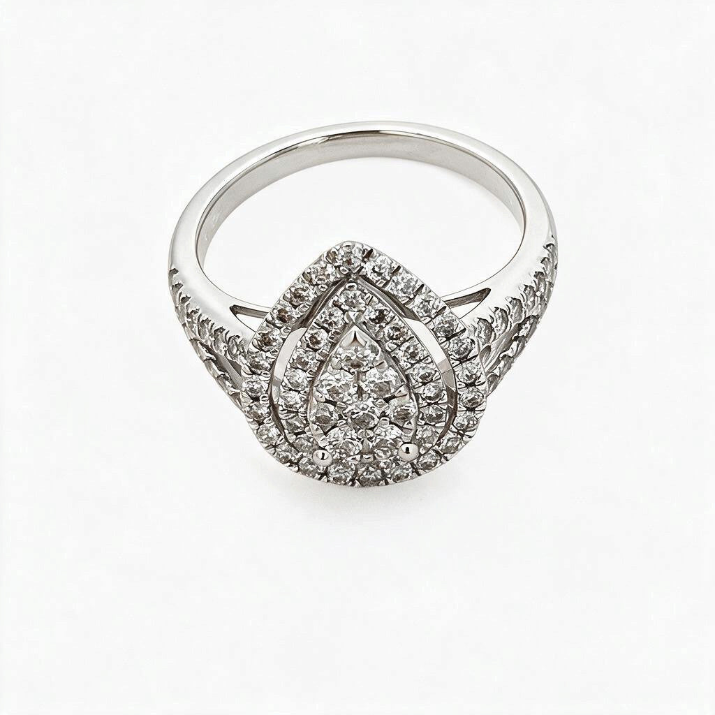 BRAND NEW | 9ct White Gold Celestial Teardrop Ring Valuation $3,000