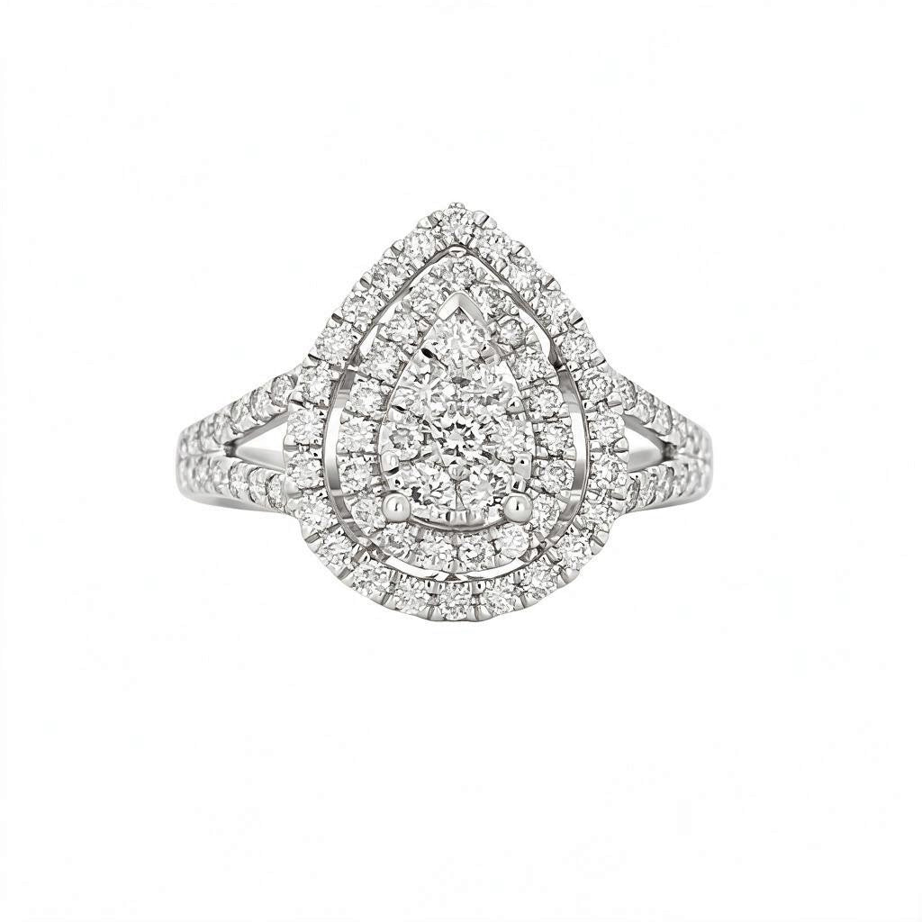 BRAND NEW | 9ct White Gold Celestial Teardrop Ring Valuation $3,000