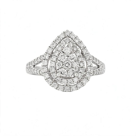 BRAND NEW | 9ct White Gold Celestial Teardrop Ring Valuation $3,000