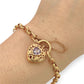NZGD | 9ct Gold Vintage Violet Padlock Charm Bracelet 18cm
