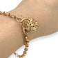 NZGD | 9ct Gold Vintage Violet Padlock Charm Bracelet 18cm