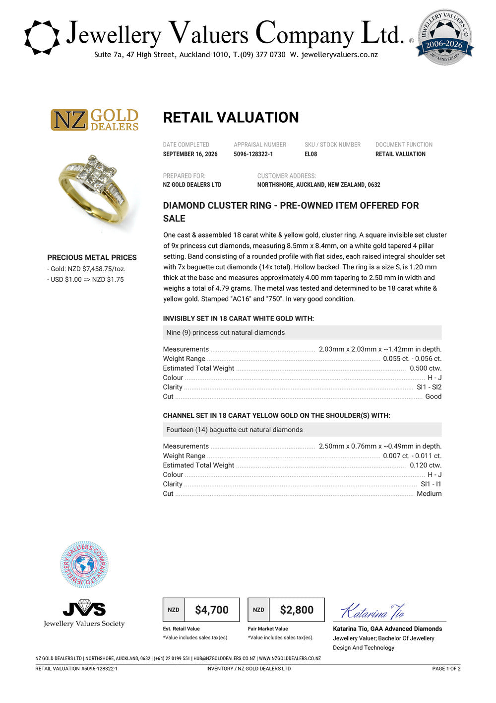 NZGD | 18ct Gold Celestial Grid Ring Valuation $4,700