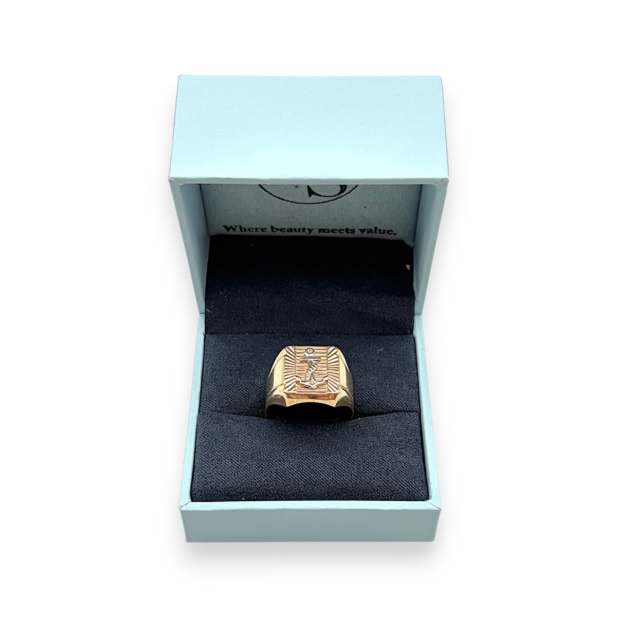NZGD | 18ct Gold Mariner Crest Signet Ring Size U 1/2