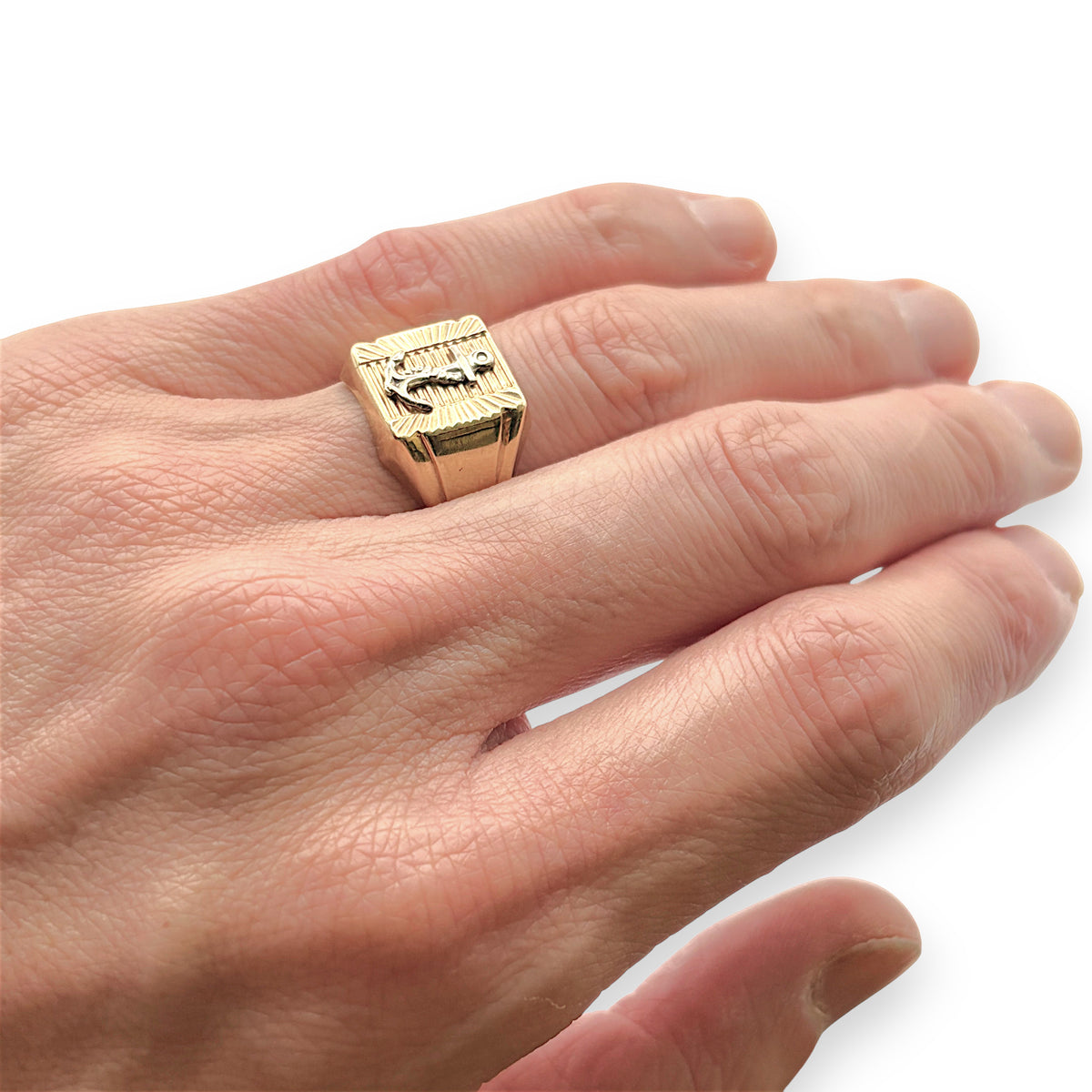 NZGD | 18ct Gold Mariner Crest Signet Ring Size U 1/2