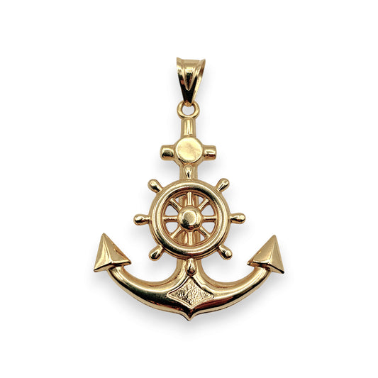 NZGD | 18ct Gold Captain's Helm Anchor Pendant 45.3mm
