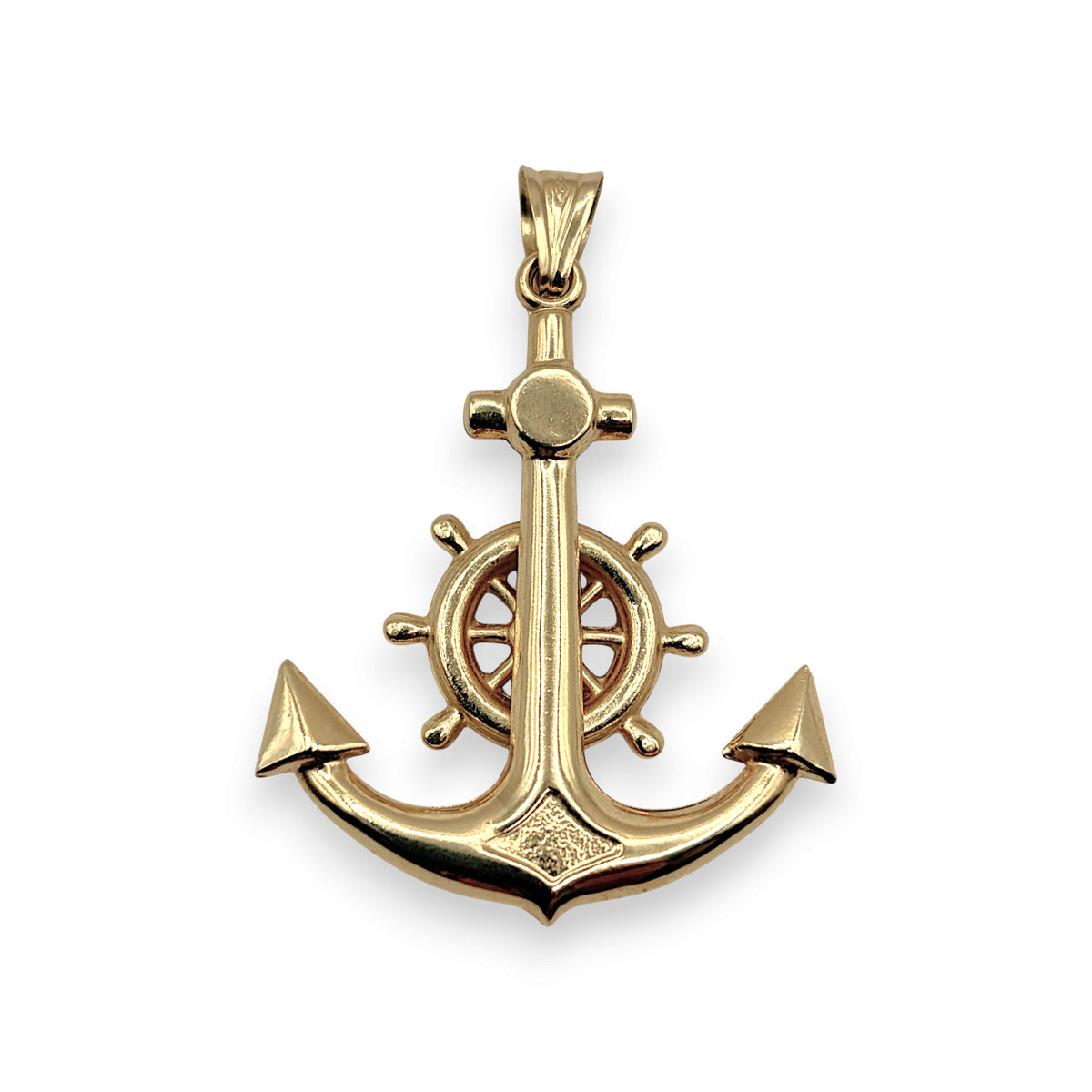 NZGD | 18ct Gold Captain's Helm Anchor Pendant 45.3mm