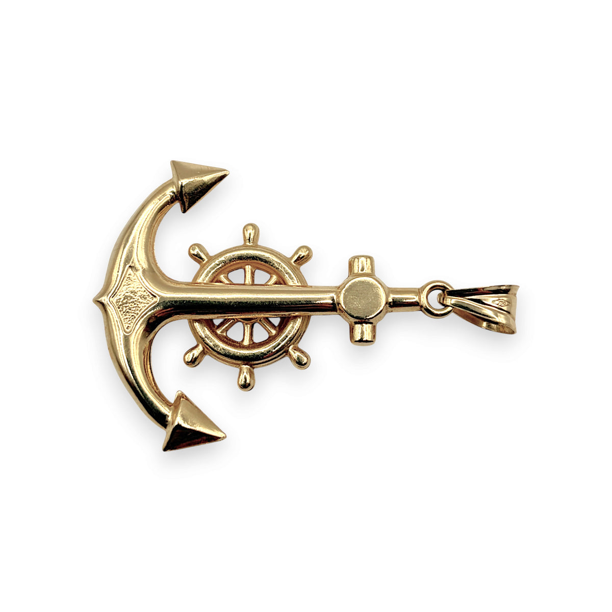 NZGD | 18ct Gold Captain's Helm Anchor Pendant 45.3mm