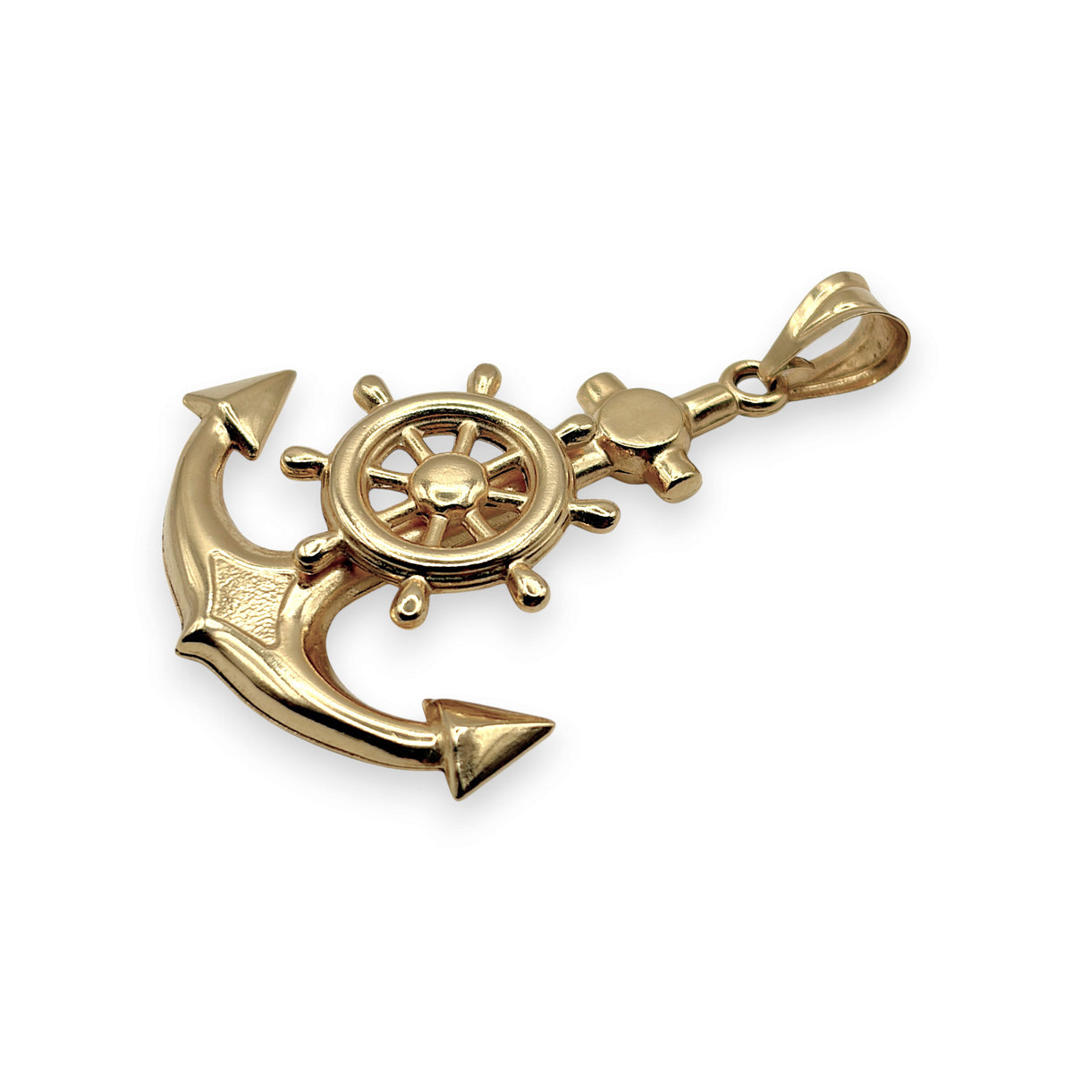 NZGD | 18ct Gold Captain's Helm Anchor Pendant 45.3mm