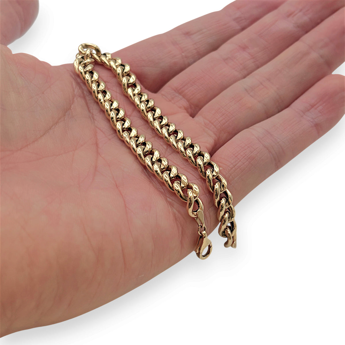 NZGD | 18ct Gold Artisan Cuban Curb Bracelet 21cm