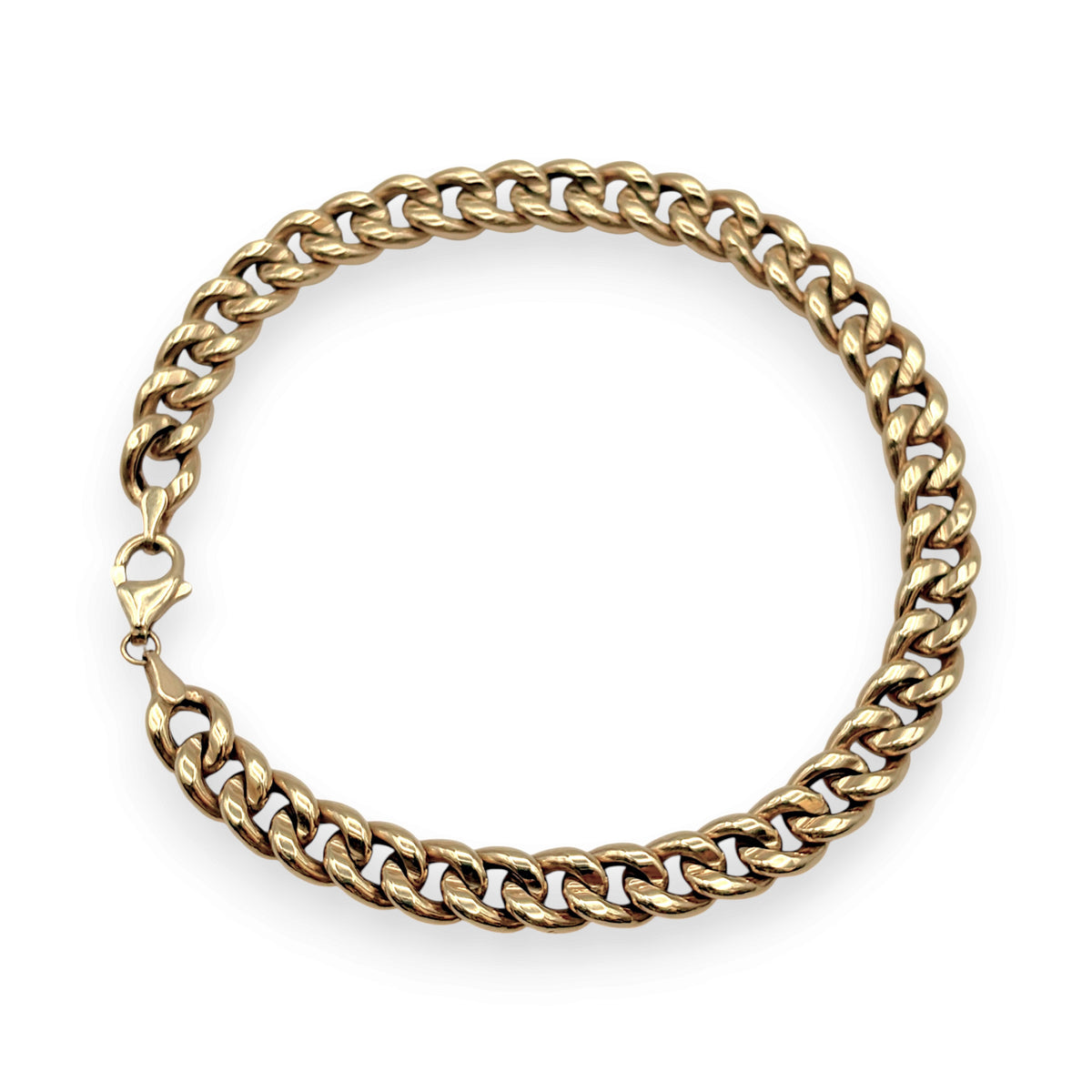 NZGD | 18ct Gold Artisan Cuban Curb Bracelet 21cm